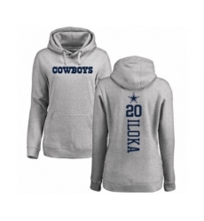 Football Women's Dallas Cowboys #20 George Iloka Ash Backer Pullover Hoodie
