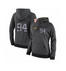 Football Women's Philadelphia Eagles #94 Josh Sweat Stitched Black Anthracite Salute to Service Player Performance Hoodie