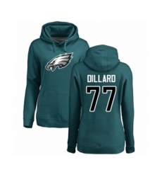 Women's Philadelphia Eagles #77 Andre Dillard Green Name & Number Logo Pullover Hoodie