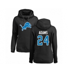 Football Women's Detroit Lions #24 Andrew Adams Black Name & Number Logo Pullover Hoodie