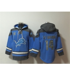 Men's Detroit Lions #14 Amon-Ra St. Brown Blue Ageless Must-Have Lace-Up Pullover Hoodie