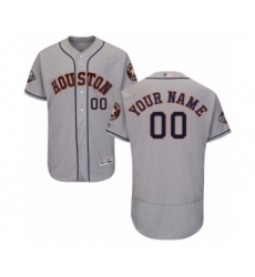 Men's Houston Astros Customized Grey Road Flex Base Authentic Collection 2019 World Series Bound Baseball Jersey