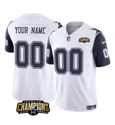 Men's Dallas Cowboys Active Player Custom White Navy 2023 F.U.S.E. NFC East Champions Patch Football Stitched Jersey