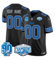 Men's Detroit Lions Active Player Custom Black 2024 NFC North Champions 90th Anniversary Patch F.U.S.E. Vapor Limited Stitched Jersey