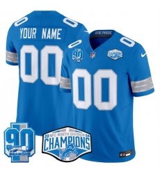 Men's Detroit Lions Active Player Custom Blue 2024 NFC North Champions 90th Anniversary Patch F.U.S.E. Vapor Limited Stitched Jersey