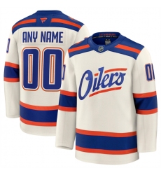 Men's Edmonton Oilers Custom Light Beige Alternate Stitched Hockey Jersey