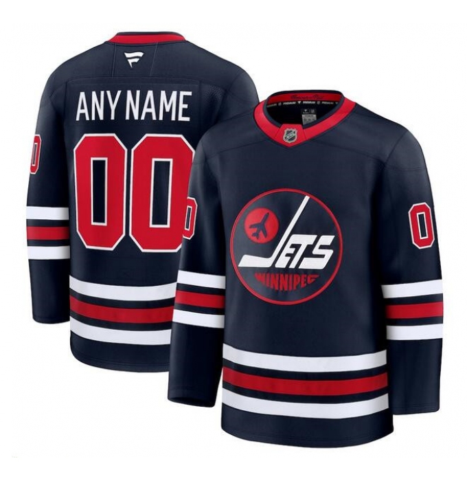 Men's Winnipeg Jets Active Player Custom Navy 2024-25 Alternate Stitched Hockey Jersey