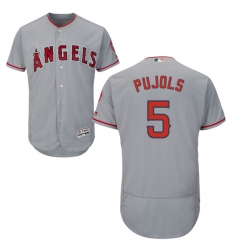 Men's Majestic Los Angeles Angels of Anaheim #5 Albert Pujols Grey Road Flex Base Authentic Collection MLB Jersey