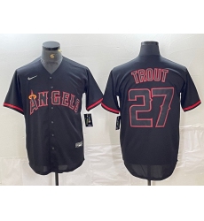 Men's Los Angeles Angels #27 Mike Trout Lights Out Black Fashion Cool base Nike Jersey