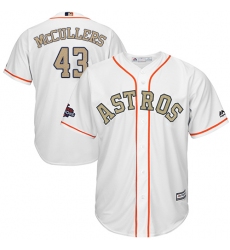 Men's Majestic Houston Astros #43 Lance McCullers Replica White 2018 Gold Program Cool Base MLB Jersey