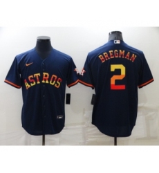 Men's Houston Astros #2 Alex Bregman Navy Blue Rainbow Stitched MLB Cool Base Nike Jersey