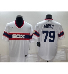 Men's Chicago White Sox #79 Jose Abreu White Pullover Stitched Throwback Cool Base Nike Jersey