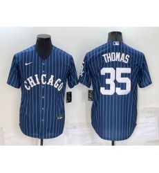 Men's Chicago White Sox #35 Frank Thomas Navy Cool Base Stitched Jersey