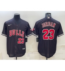 Men's Chicago Bulls #23 Michael Jordan Black Cool Base Stitched Baseball Jersey