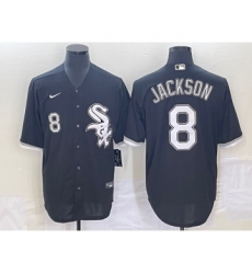 Men's Chicago White Sox #8 Bo Jackson Number Black Cool Base Stitched Jersey