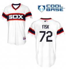 Men's Majestic Chicago White Sox #72 Carlton Fisk Replica White 2013 Alternate Home Cool Base MLB Jersey