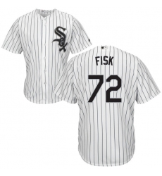 Men's Majestic Chicago White Sox #72 Carlton Fisk White Home Flex Base Authentic Collection MLB Jersey