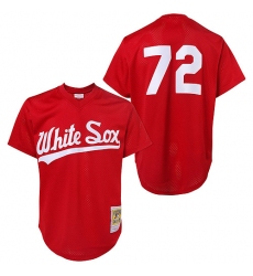 Men's Mitchell and Ness 1990 Chicago White Sox #72 Carlton Fisk Authentic Red Throwback MLB Jersey