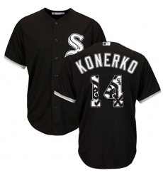 Men's Majestic Chicago White Sox #14 Paul Konerko Authentic Black Team Logo Fashion Cool Base MLB Jersey