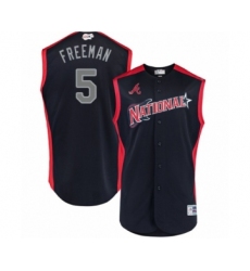 Men's Atlanta Braves #5 Freddie Freeman Authentic Navy Blue National League 2019 Baseball All-Star Jersey