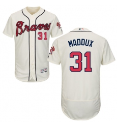 Men's Majestic Atlanta Braves #31 Greg Maddux Cream Alternate Flex Base Authentic Collection MLB Jersey