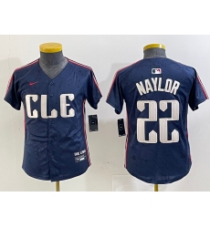 Youth Cleveland Guardians #22 Josh Naylor Navy 2024 City Connect Limited Stitched Jersey