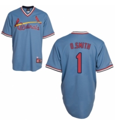Men's Majestic St. Louis Cardinals #1 Ozzie Smith Authentic Blue Cooperstown Throwback MLB Jersey