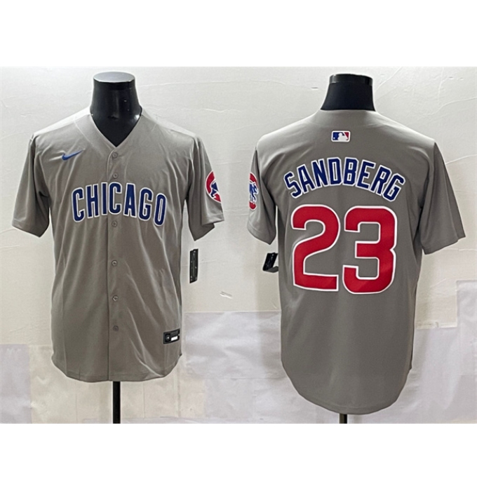Men's Chicago Cubs #23 Ryne Sandberg Grey Limited Stitched Baseball Jersey