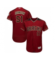 Men's Arizona Diamondbacks #51 Randy Johnson Red Alternate Authentic Collection Flex Base Baseball Jersey