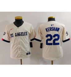 Youth Los Angeles Dodgers #22 Clayton Kershaw Cream 2024 City Connect Limited Stitched Jersey