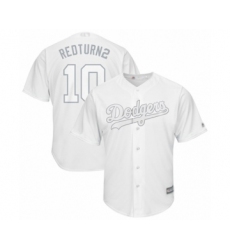 Men's Los Angeles Dodgers #10 Justin Turner  Redturn2 Authentic White 2019 Players Weekend Baseball Jersey