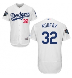 Men's Majestic Los Angeles Dodgers #32 Sandy Koufax White Home Flex Base Authentic Collection 2018 World Series MLB Jersey
