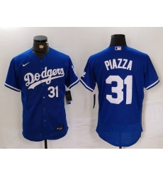 Men's Los Angeles Dodgers #31 Mike Piazza Number Blue Flex Base Stitched Baseball Jerseys