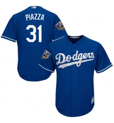 Youth Majestic Los Angeles Dodgers #31 Mike Piazza Authentic Royal Blue Alternate Cool Base 2018 World Series MLB Jersey