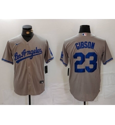 Men's Los Angeles Dodgers #23 Kirk Gibson Grey With los Cool Base Stitched Jersey