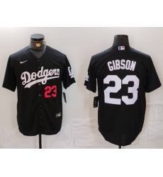 Men's Los Angeles Dodgers #23 Kirk Gibson Number Black Cool Base Stitched Jersey