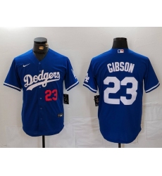 Men's Los Angeles Dodgers #23 Kirk Gibson Number Blue Cool Base Stitched Jersey