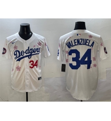 Men's Los Angeles Dodgers #34 Fernando Valenzuela White 2025 Tokyo Series Limited Stitched Baseball Jersey