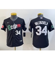 Women's Los Angeles Dodgers #34 Fernando Valenzuela Number Black Mexico 2020 World Series Cool Base Nike Jerseys