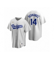 Men's Los Angeles Dodgers #14 Enrique Hernandez Nike White Cooperstown Collection Home Jersey