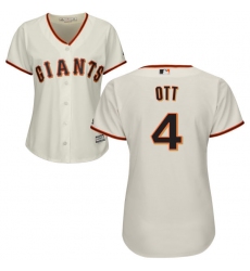 Women's Majestic San Francisco Giants #4 Mel Ott Authentic Cream Home Cool Base MLB Jersey