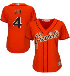 Women's Majestic San Francisco Giants #4 Mel Ott Authentic Orange Alternate Cool Base MLB Jersey