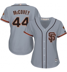 Women's Majestic San Francisco Giants #44 Willie McCovey Authentic Grey Road 2 Cool Base MLB Jersey