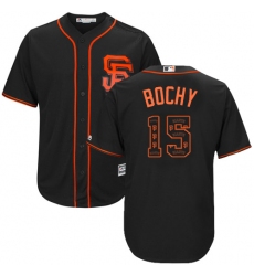 Men's Majestic San Francisco Giants #15 Bruce Bochy Authentic Black Team Logo Fashion Cool Base MLB Jersey