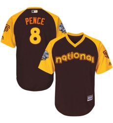 Youth Majestic San Francisco Giants #8 Hunter Pence Authentic Brown 2016 All-Star National League BP Cool Base MLB Jersey