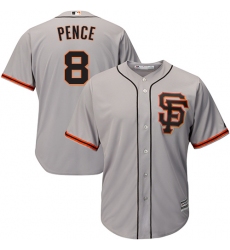 Youth Majestic San Francisco Giants #8 Hunter Pence Replica Grey Road 2 Cool Base MLB Jersey