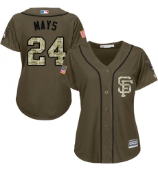 Women's Majestic San Francisco Giants #24 Willie Mays Authentic Green Salute to Service MLB Jersey