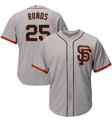 Youth Majestic San Francisco Giants #25 Barry Bonds Replica Grey Road 2 Cool Base MLB Jersey