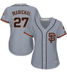 Women's Majestic San Francisco Giants #27 Juan Marichal Authentic Grey Road 2 Cool Base MLB Jersey