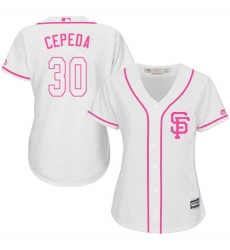 Women's Majestic San Francisco Giants #30 Orlando Cepeda Authentic White Fashion Cool Base MLB Jersey